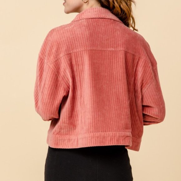 Indie Pink Crop Corduroy Jacket - Picture 2 of 8